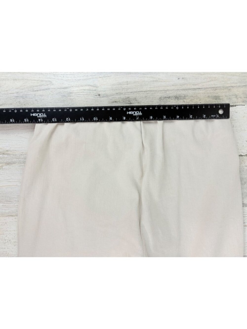 Ann Mashburn Faye Flare Cropped Pants Womens M Khaki Stretch Pants Natural - Picture 12 of 14